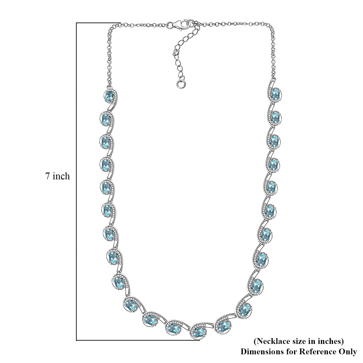 D'Joy Betroka Blue Apatite and Moissanite 13.25 ctw Necklace in Rhodium Over Sterling Silver 18 Inches