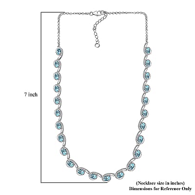 D'Joy Betroka Blue Apatite and Moissanite 13.25 ctw Necklace in Rhodium Over Sterling Silver 18 Inches