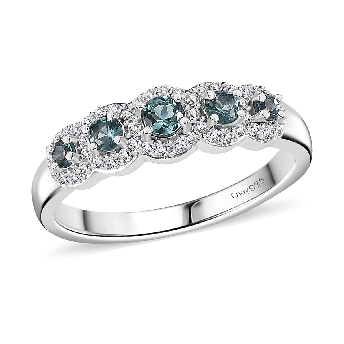 Premium Pirineu Lagoon Tourmaline and Moissanite Ring in Rhodium Over Sterling Silver (Size 9.0) 0.60 ctw image number 0