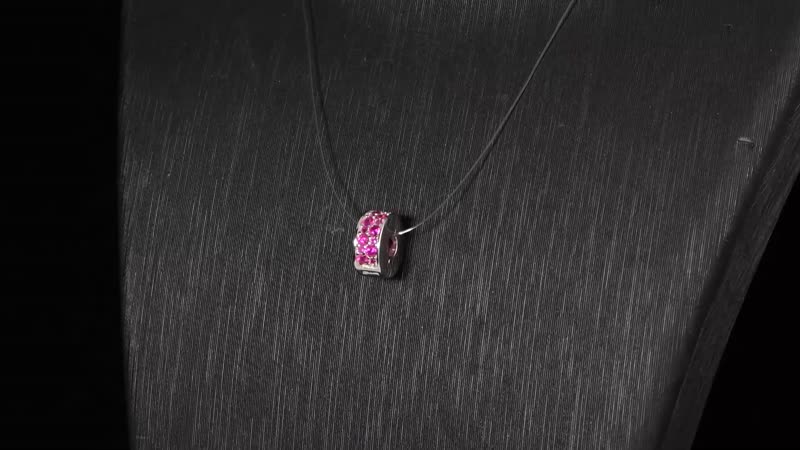 Simulated Ruby Color Diamond Charm in Rhodium Over Sterling Silver