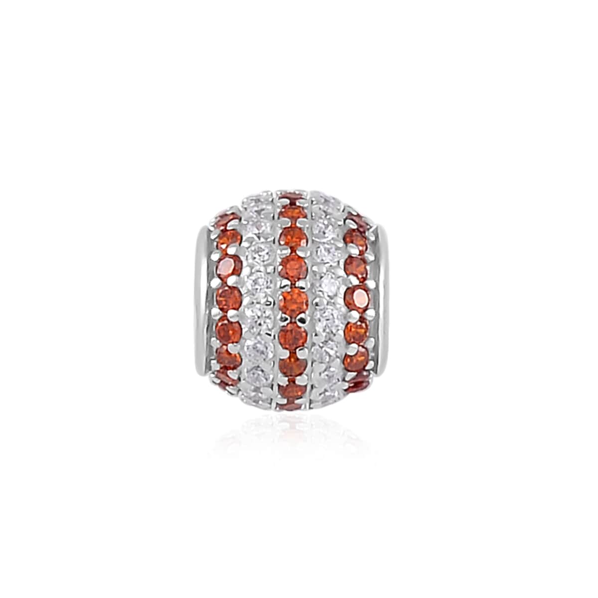 Simulated Orange and White Diamond Charm in Rhodium Over Sterling Silver image number 0