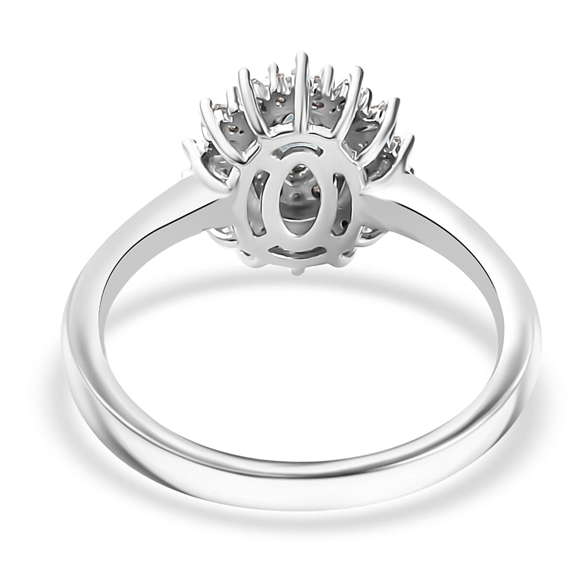 Premium Pirineu Lagoon Tourmaline and Diamond Sunrays Ring in Rhodium Over Sterling Silver (Size 7.0) 0.55 ctw image number 4