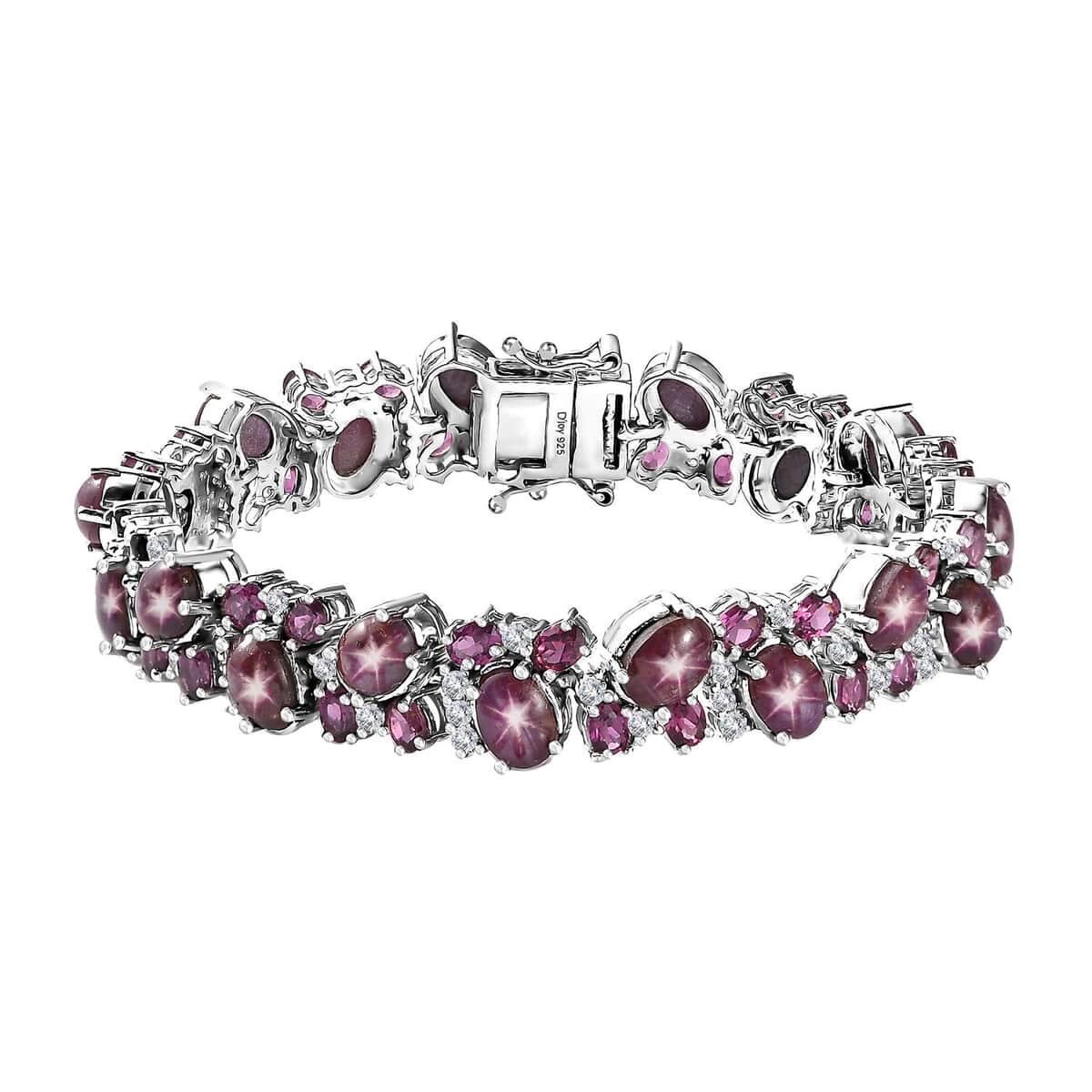 Indian Star Ruby and Multi Gemstone Bracelet in Platinum Over Sterling Silver (6.75 In) 41.25 ctw (Del. in 5-7 Days) image number 0
