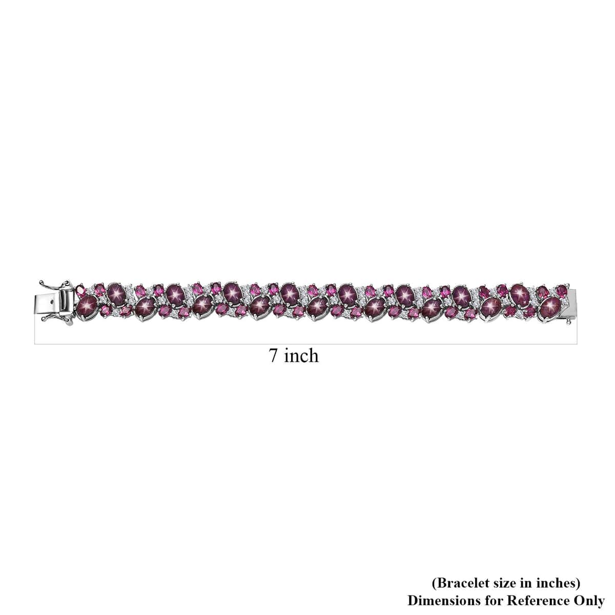 Indian Star Ruby and Multi Gemstone Bracelet in Platinum Over Sterling Silver (6.75 In) 41.25 ctw (Del. in 5-7 Days) image number 4
