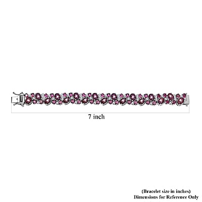 Indian Star Ruby and Multi Gemstone Bracelet in Platinum Over Sterling Silver (6.75 In) 41.25 ctw