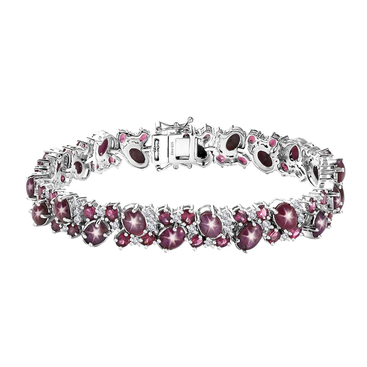 Indian Star Ruby and Multi Gemstone Bracelet in Platinum Over Sterling Silver (7.50 In) 44.65 ctw image number 0