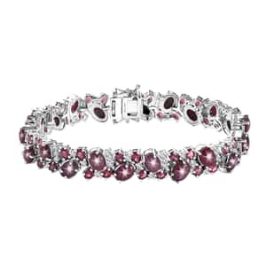 Indian Star Ruby and Multi Gemstone Bracelet in Platinum Over Sterling Silver (7.50 In) 44.65 ctw