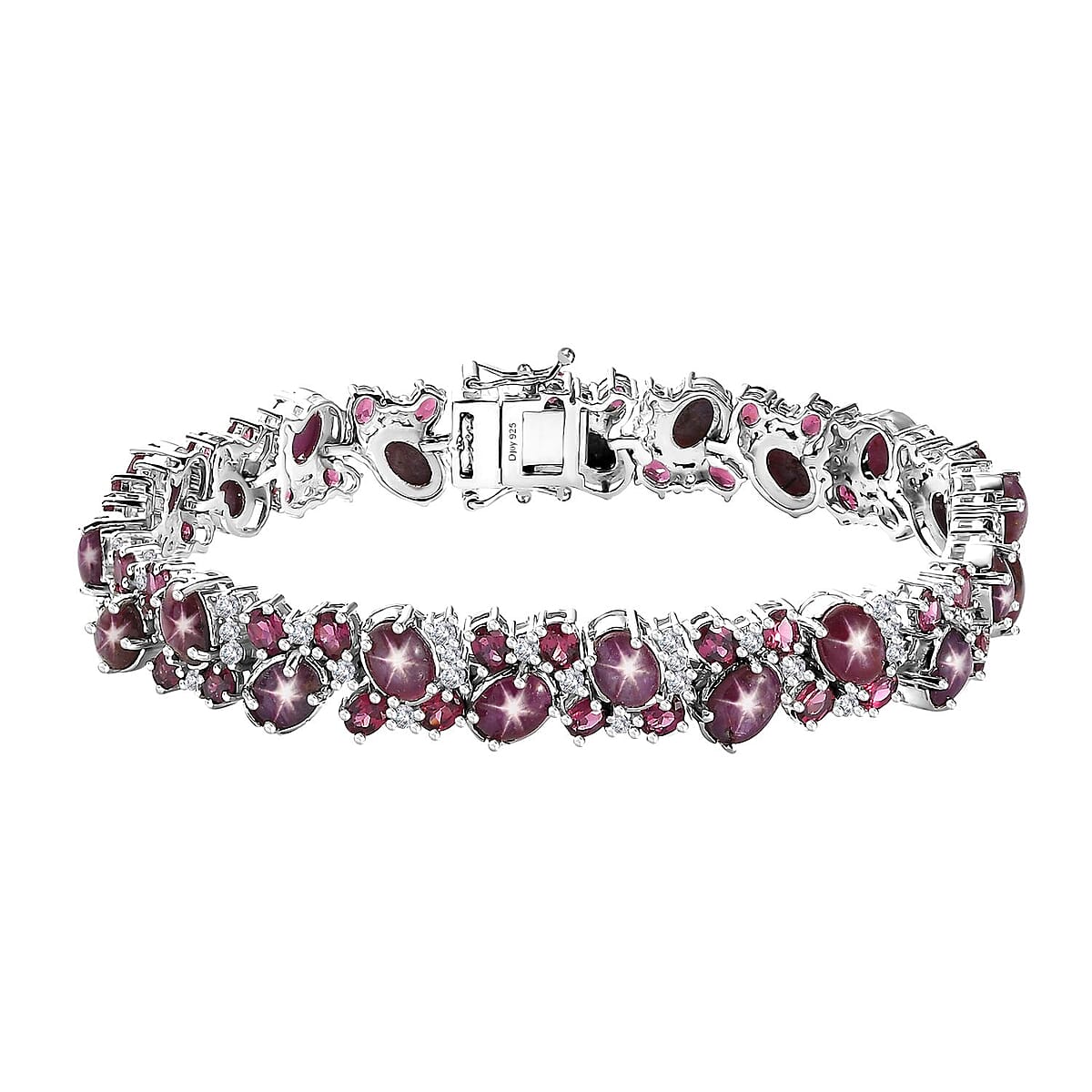 Indian Star Ruby and Multi Gemstone Bracelet in Platinum Over Sterling Silver (8.25 In) 49.90 ctw image number 1