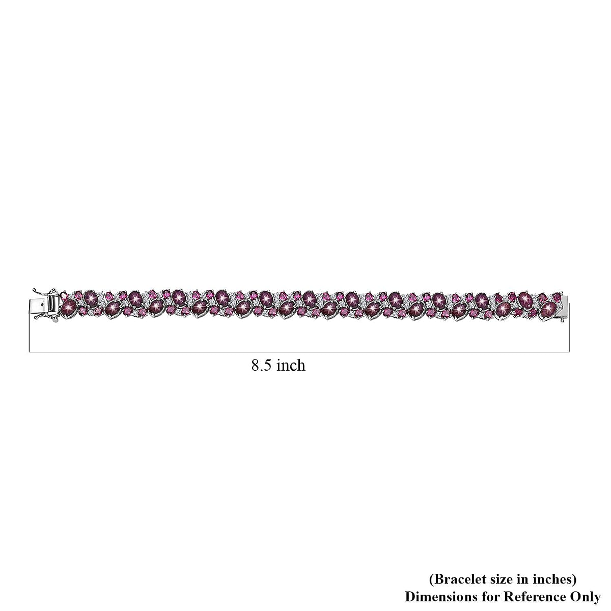 Indian Star Ruby and Multi Gemstone Bracelet in Platinum Over Sterling Silver (8.25 In) 49.90 ctw image number 5