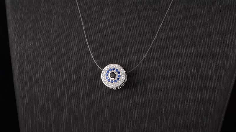 Simulated Multi Color Diamond Charm in Rhodium Over Sterling Silver
