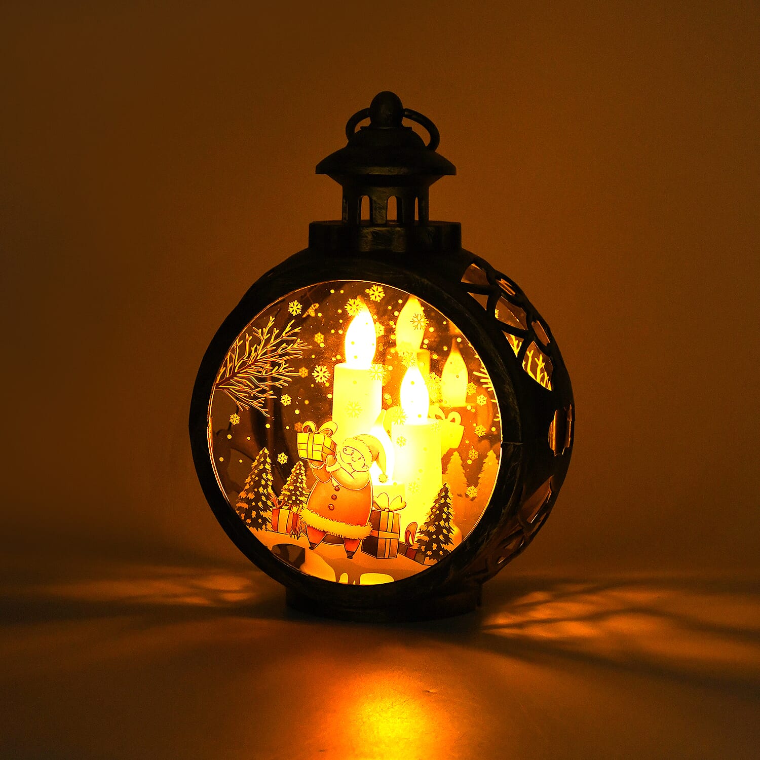 Livmore Golden Hanging Lantern Desk Decor with LED Light (3xAAA Not Included)