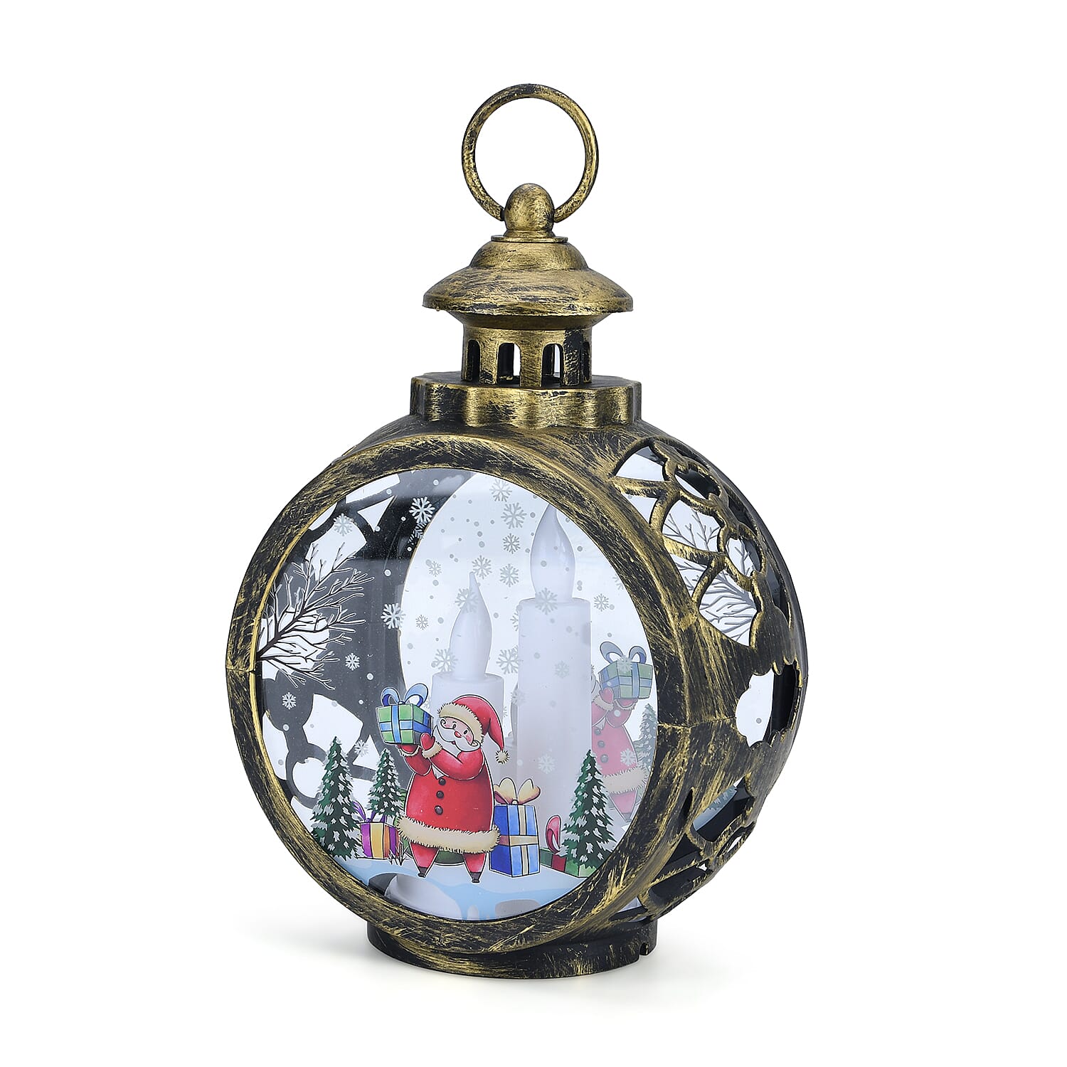Livmore Golden Hanging Lantern Desk Decor with LED Light (3xAAA Not Included)