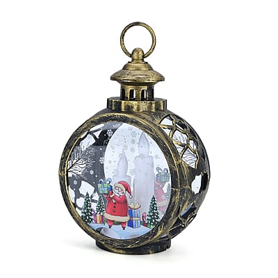 Livmore Golden Hanging Lantern Desk Decor with LED Light (3xAAA Not Included)
