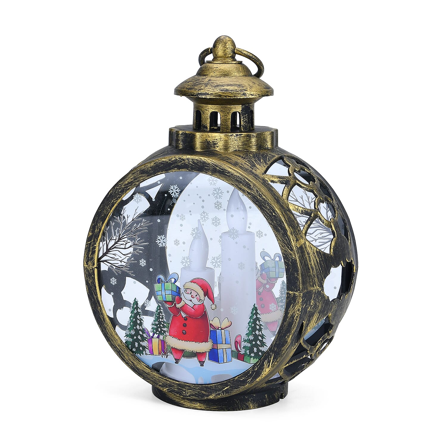 Livmore Golden Hanging Lantern Desk Decor with LED Light (3xAAA Not Included)