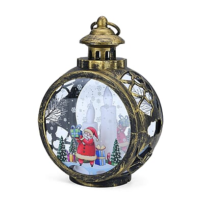 Livmore Golden Hanging Lantern Desk Decor with LED Light (3xAAA Not Included)