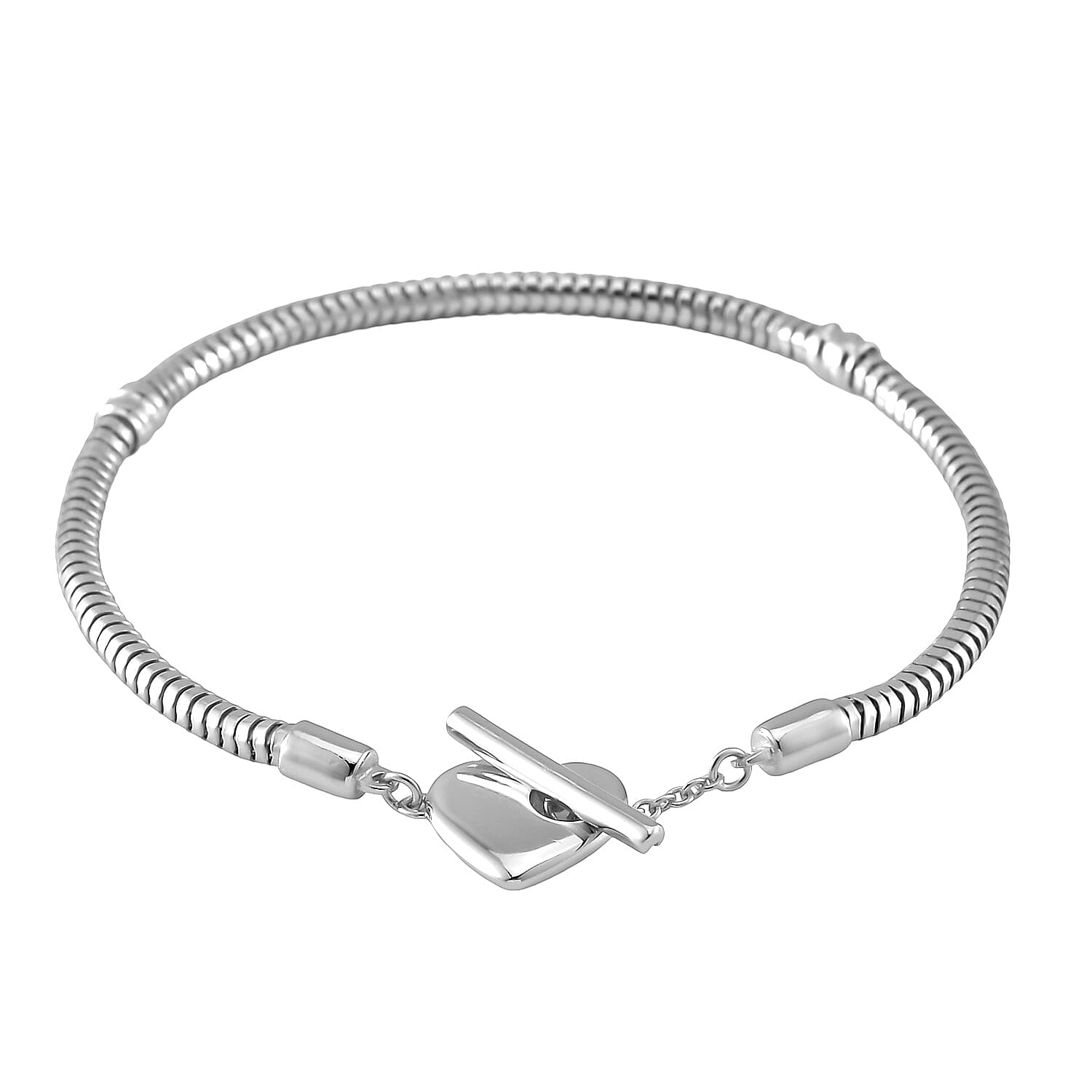 Hollow Bracelet in Rhodium Over Sterling Silver 7.40 Grams (7.25 In)