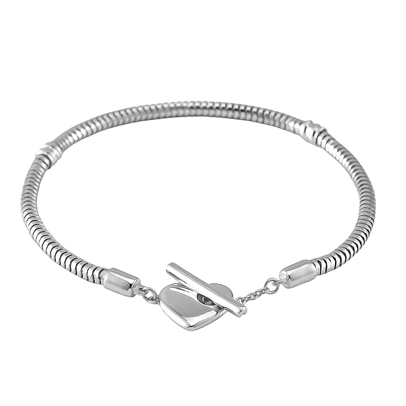 Hollow Bracelet in Rhodium Over Sterling Silver 7.40 Grams (7.25 In)
