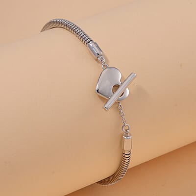 Hollow Bracelet in Rhodium Over Sterling Silver 7.40 Grams (7.25 In)