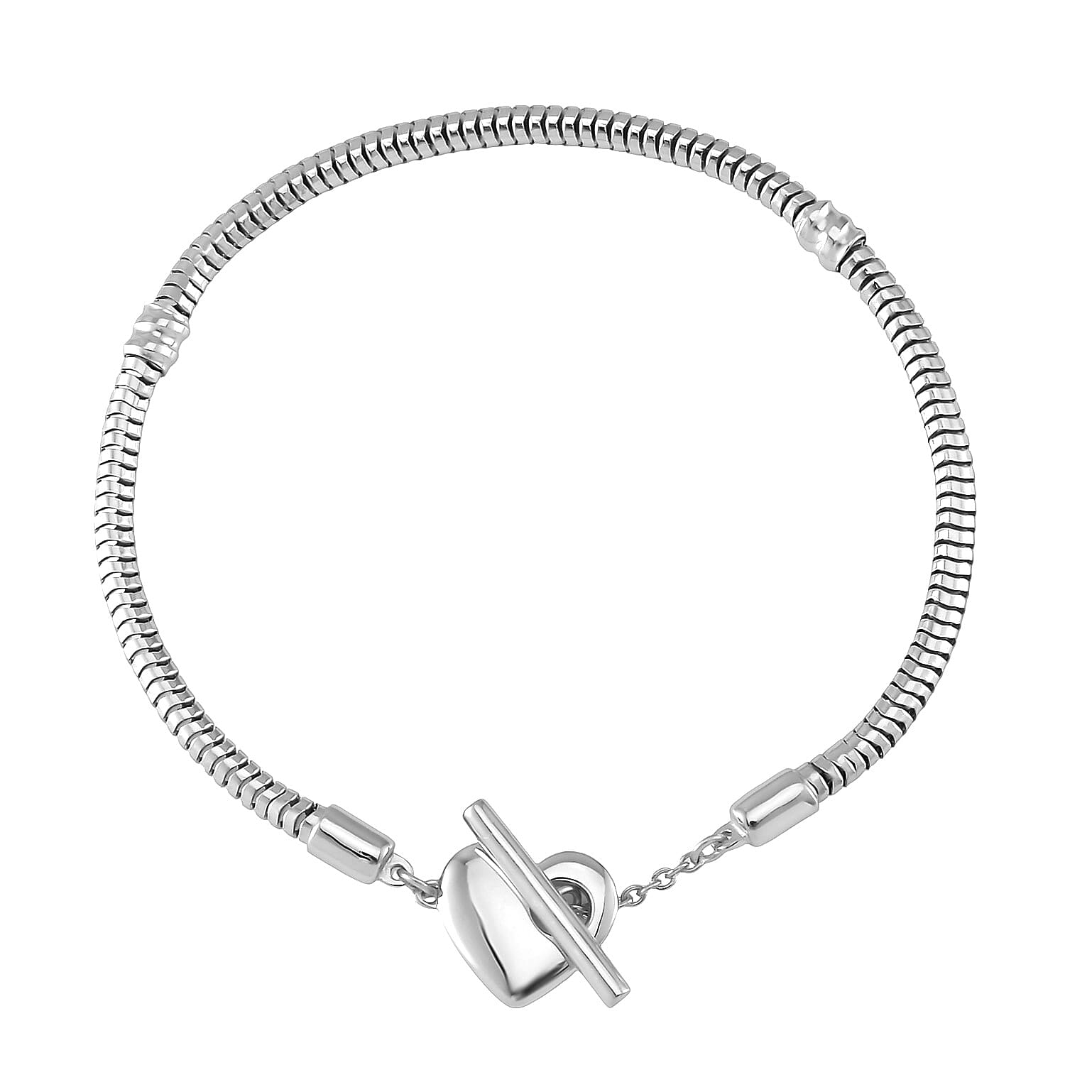 Hollow Bracelet in Rhodium Over Sterling Silver 7.40 Grams (7.25 In)