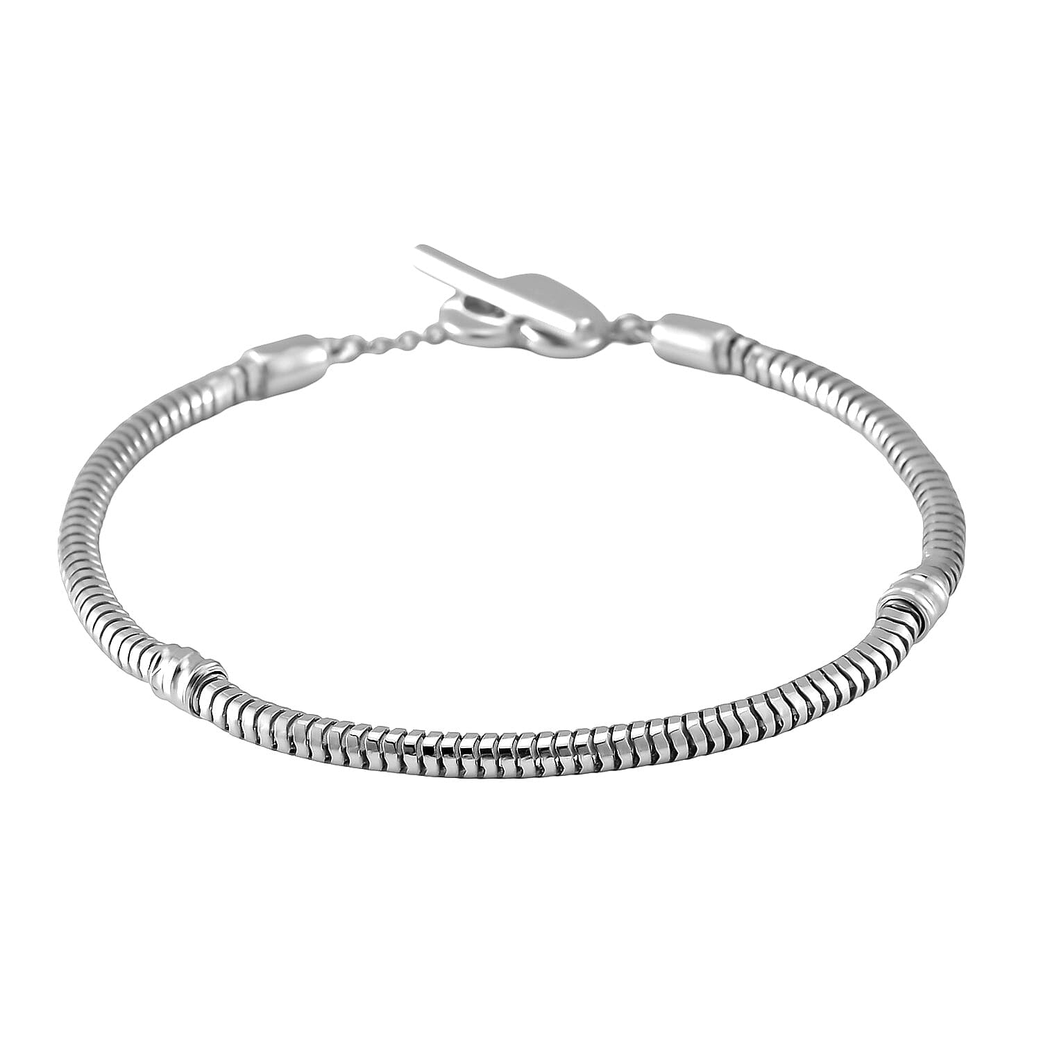 Hollow Bracelet in Rhodium Over Sterling Silver 7.40 Grams (7.25 In)