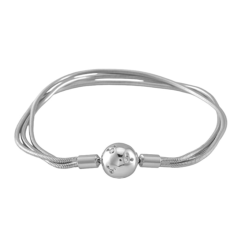 Simulated Diamond Bracelet in Rhodium Over Sterling Silver (7.25 In)