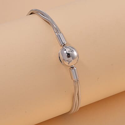 Simulated Diamond Bracelet in Rhodium Over Sterling Silver (7.25 In)