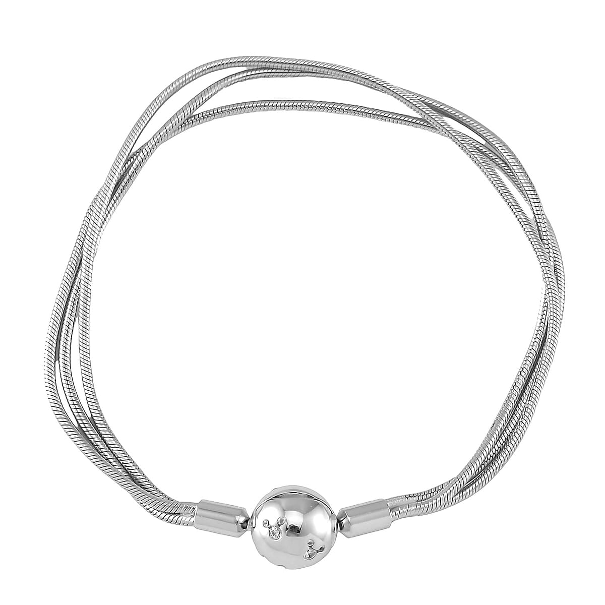Simulated Diamond Bracelet in Rhodium Over Sterling Silver (7.25 In) 0.10 ctw image number 2