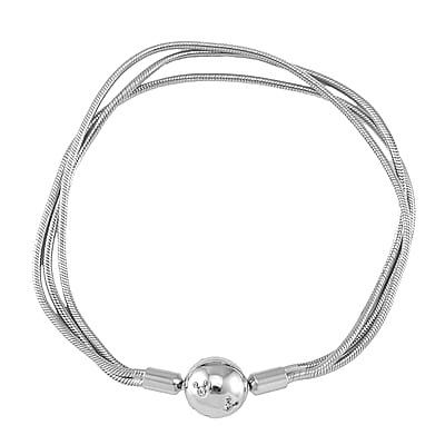 Simulated Diamond Bracelet in Rhodium Over Sterling Silver (7.25 In)