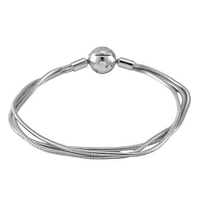 Simulated Diamond Bracelet in Rhodium Over Sterling Silver (7.25 In)
