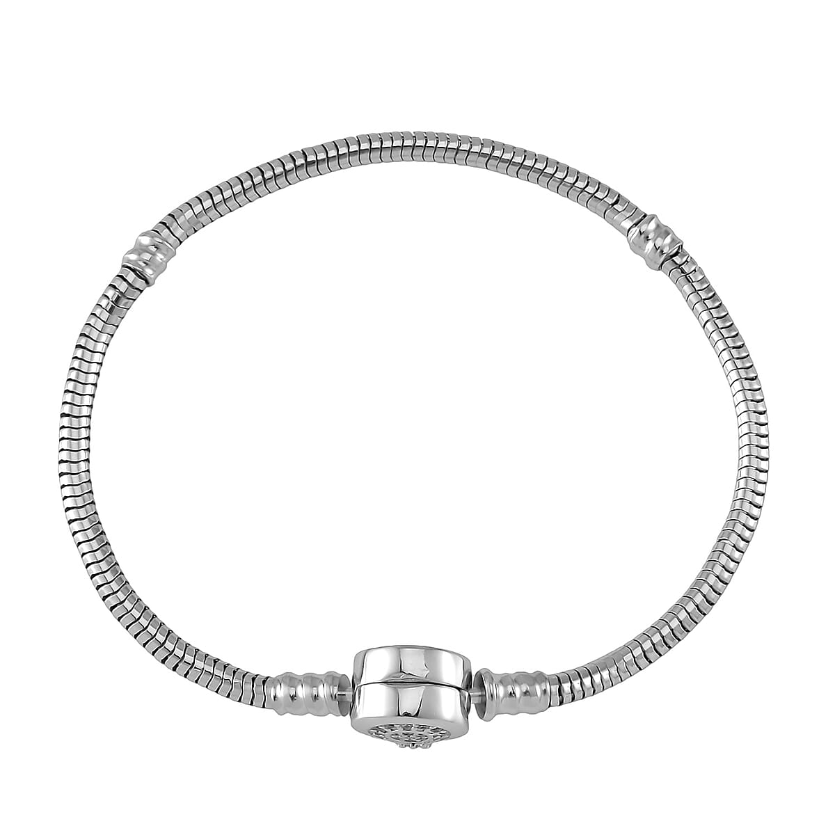 Simulated Diamond Bracelet in Rhodium Over Sterling Silver (7.25 In) image number 2