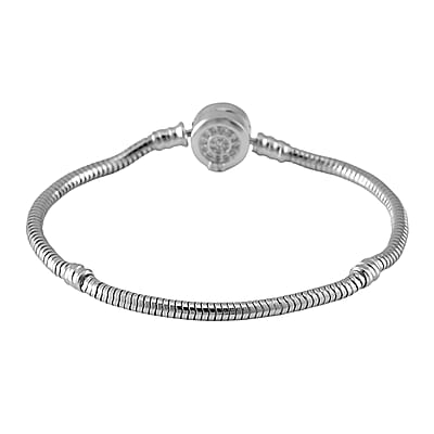 Simulated Diamond Bracelet in Rhodium Over Sterling Silver (7.25 In)