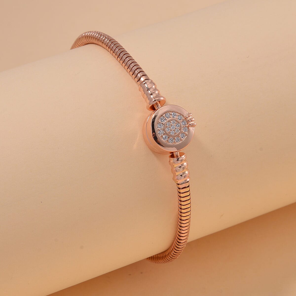 Simulated Diamond Bracelet in 14K Rose Gold Over Sterling Silver (7.25 In) image number 1