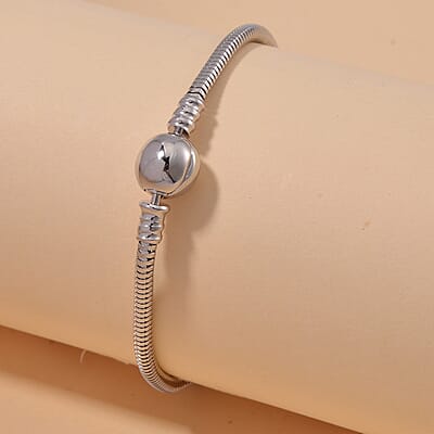 Hollow Bracelet in Rhodium Over Sterling Silver (7.25 In) 8.70 Grams