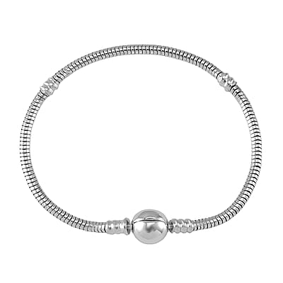 Hollow Bracelet in Rhodium Over Sterling Silver (7.25 In) 8.70 Grams