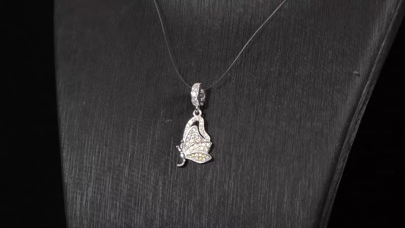 Simulated Yellow and White Diamond Charm in Rhodium Over Sterling Silver 0.50 ctw