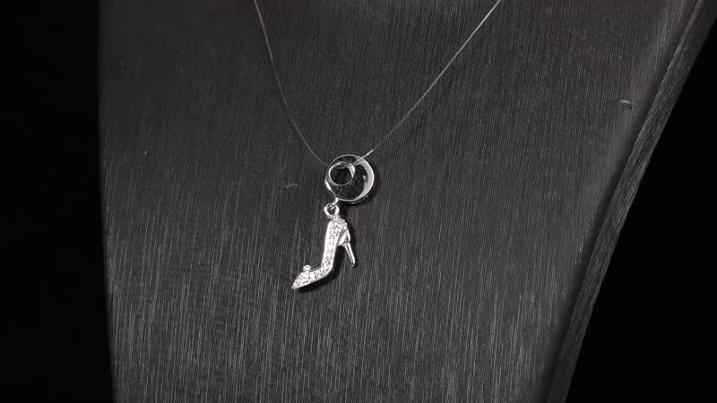 Simulated Diamond High Heels Charm in Rhodium Over Sterling Silver 0.35 ctw