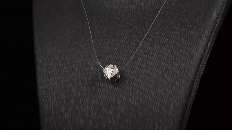 Simulated Diamond Full of Diamond Charm in Rhodium Over Sterling Silver