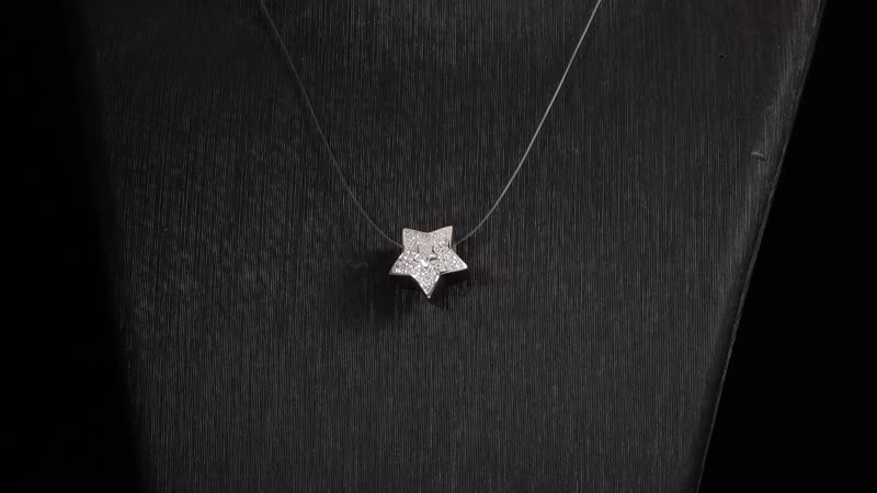 Simulated Diamond Star Charm in Rhodium Over Sterling Silver