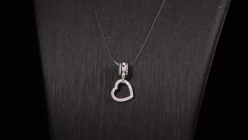 Simulated Pink Diamond Heart Charm in Rhodium Over Sterling Silver 0.35 ctw