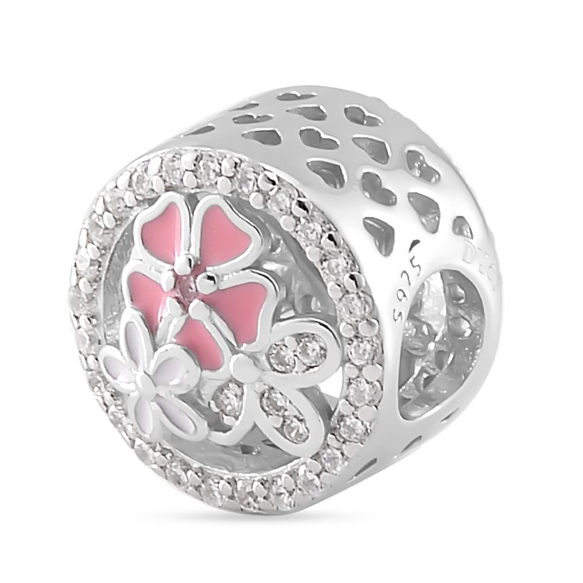 Simulated Diamond and Enameled Charm in Rhodium Over Sterling Silver image number 2