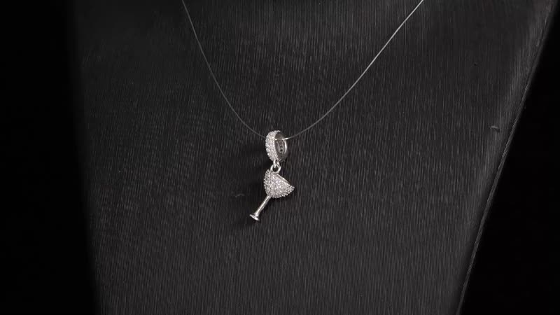 Simulated Diamond Charm in Rhodium Over Sterling Silver 0.70 ctw
