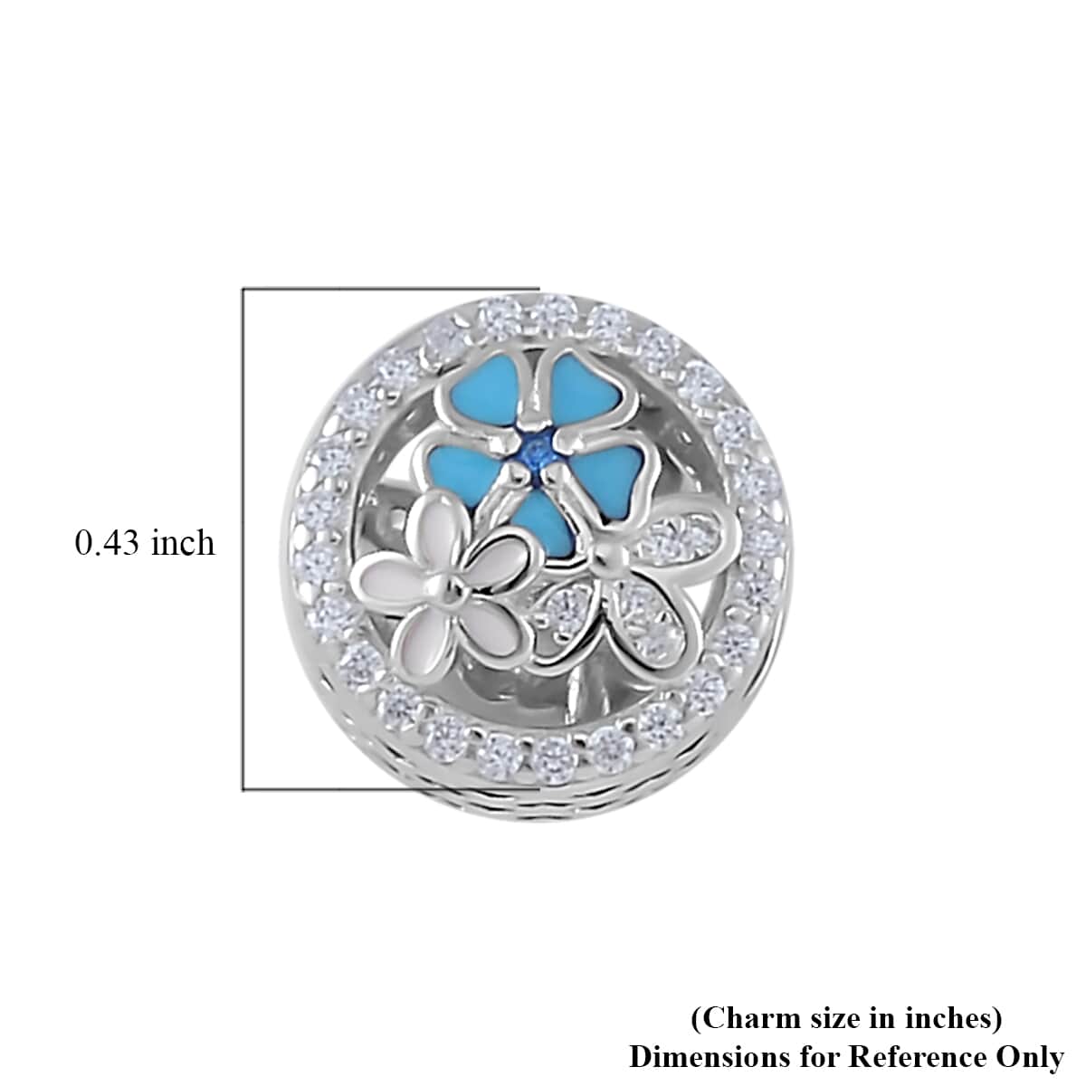 Simulated Diamond and Enameled Charm in Rhodium Over Sterling Silver image number 3