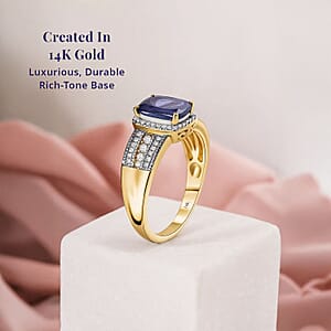 Luxoro Premium Tanzanite and G-H I2 Diamond 2.40 ctw Cocktail Ring in 14K Yellow Gold (Size 6.0)