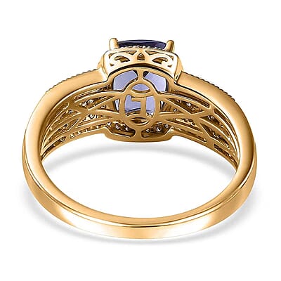 Luxoro Premium Tanzanite and G-H I2 Diamond 2.40 ctw Cocktail Ring in 14K Yellow Gold (Size 6.0)