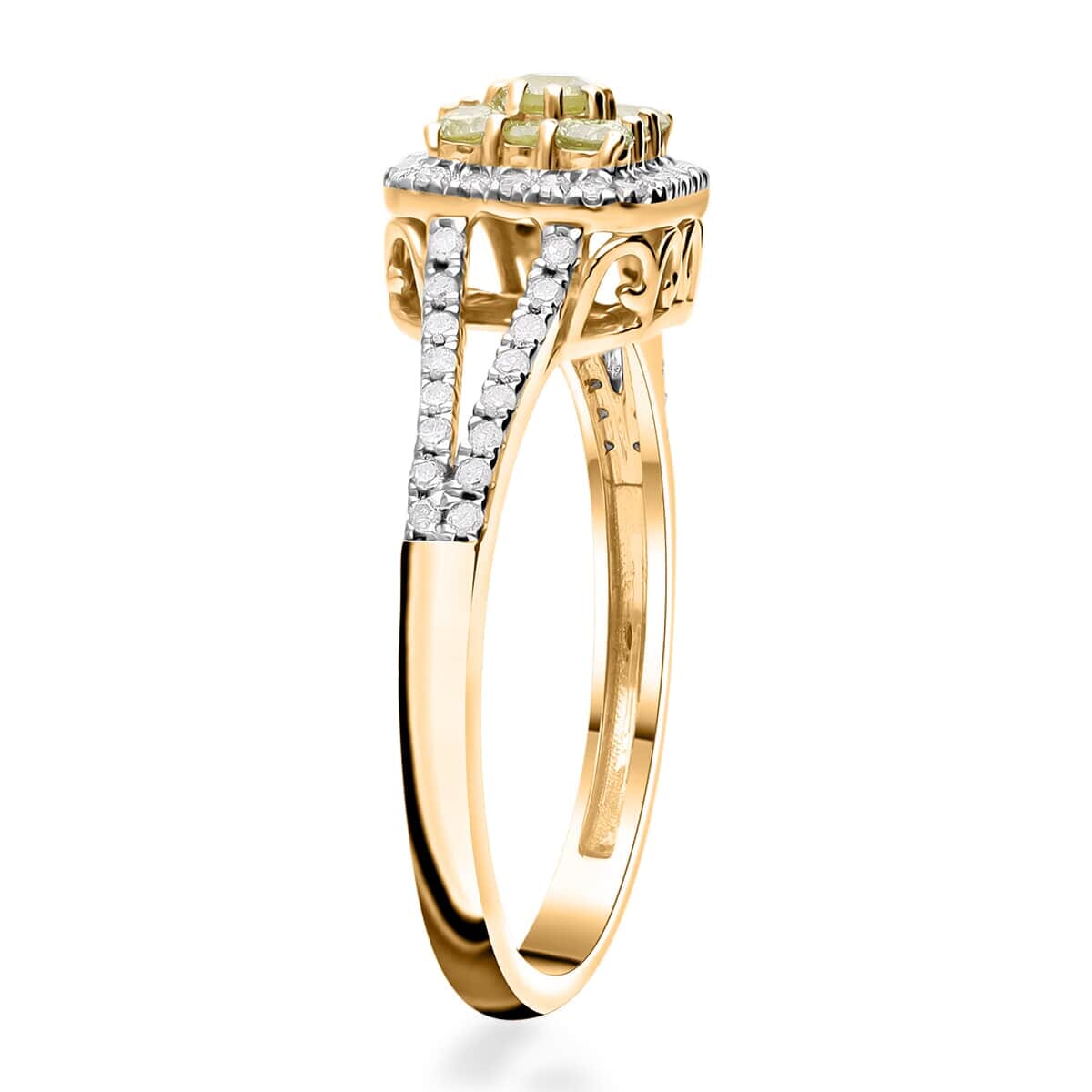 Luxoro 10K Yellow Gold Natural Yellow and White Diamond (I2-I3) Ring (Size 10.0) 0.50 ctw image number 3