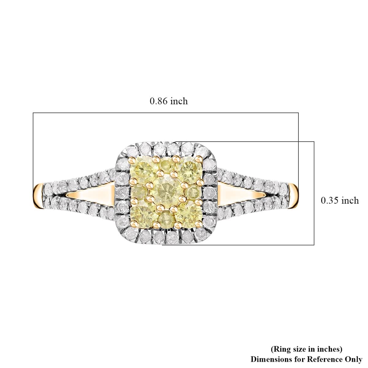Luxoro 10K Yellow Gold Natural Yellow and White Diamond (I2-I3) Ring (Size 10.0) 0.50 ctw image number 5