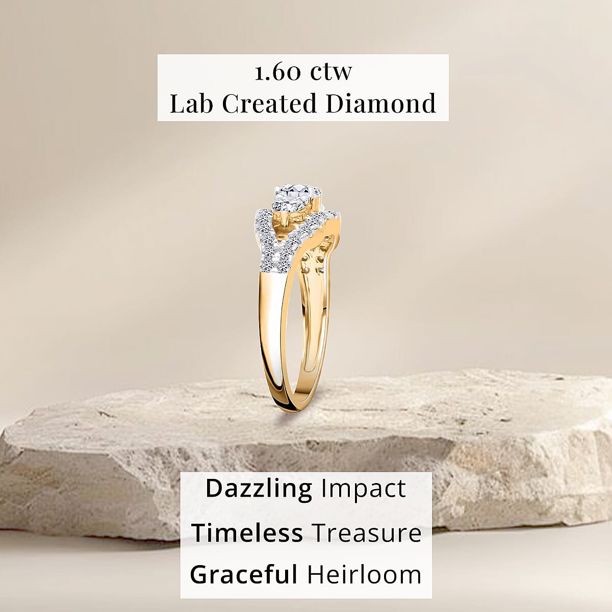 14K Yellow Gold Luxuriant Lab Grown Diamond G-H SI Ring (Size 9.5) 1.60 ctw image number 4