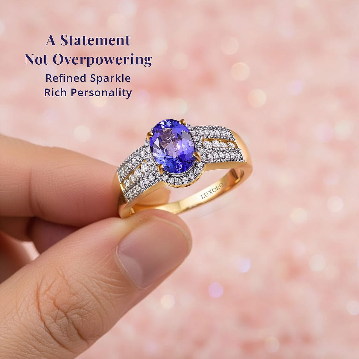 Luxoro Premium Tanzanite and G-H I2 Diamond 2.25 ctw Cocktail Ring in 14K Yellow Gold (Size 6.0) image number 5