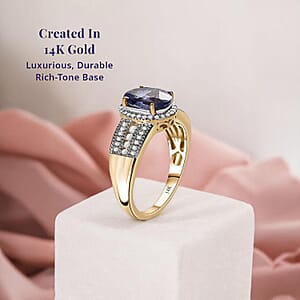 Luxoro Premium Tanzanite and G-H I2 Diamond 2.25 ctw Cocktail Ring in 14K Yellow Gold (Size 6.5)