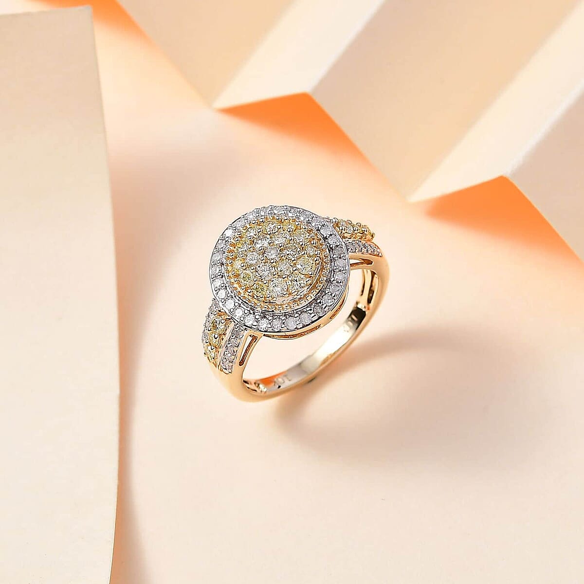 Luxoro 10K Yellow Gold I3 Natural Yellow and White Diamond Ring (Size 9.5) 4.45 Grams 1.00 ctw image number 1